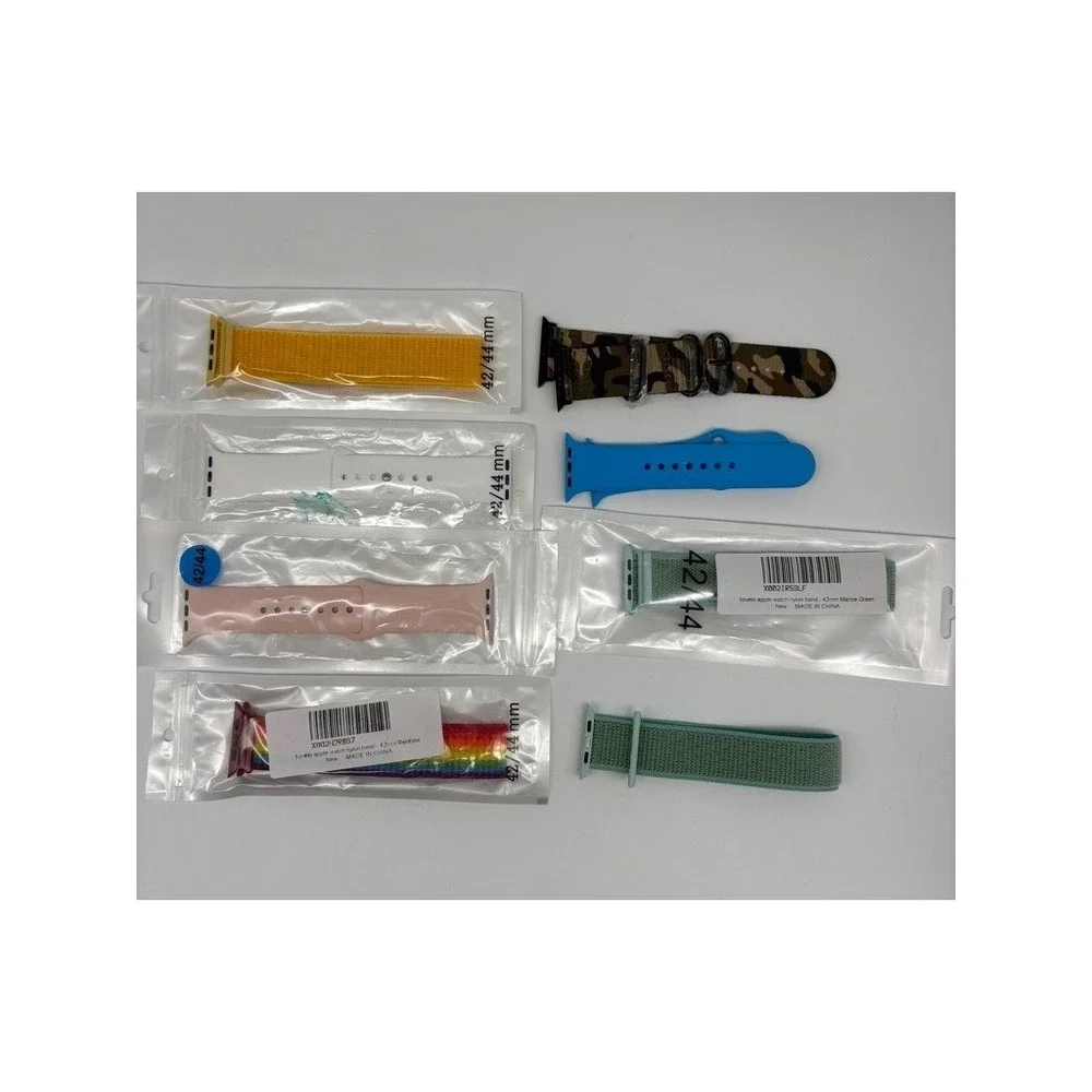 New Watch Bands 42/44mm Multicolor Nylon Silicone Camo Sport Lot 8pc